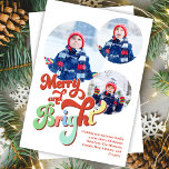 Cartes Pour Fêtes Annuelles Joyeux et lumineux Collage photo Noël<br><div class="desc">Envoyez des voeux de vacances chaleureux avec cette carte Merry and Bright, avec un design de collage photo de Noël qui capture vos souvenirs chéris. Le style moderne de typographie rétro et le script de calligraphie coloré créent une ambiance dynamique et ludique, tandis que le salut de vacances vintage ajoute...</div>