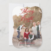 Cartes Pour Fêtes Annuelles Joyeux et Lumineux Élégant Script Rouge (Devant)