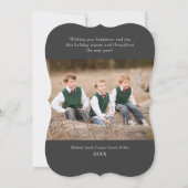 Cartes Pour Fêtes Annuelles Joyeux et Lumineux Élégant Script Rouge (Dos)