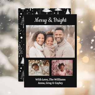 Cartes Pour Fêtes Annuelles Joyeux et lumineux Festive Photos de famille Noël
