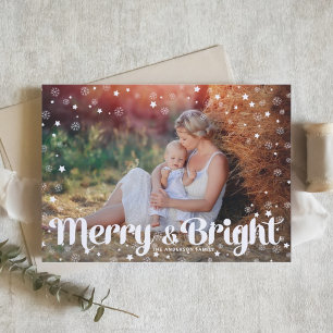 Cartes Pour Fêtes Annuelles Joyeux et lumineux flocons de neige Photo de Noël