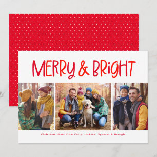 Cartes Pour Fêtes Annuelles Joyeux et lumineux, mignon, amusant, rouge, Noël, 