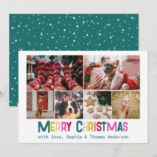 Cartes Pour Fêtes Annuelles Joyeux et lumineux Noël 6 Pin photo Vert