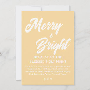 Cartes Pour Fêtes Annuelles Joyeux et lumineux Noël blanc Script or Beige