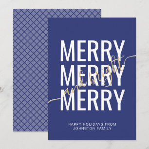 Cartes Pour Fêtes Annuelles Joyeux et lumineux Noël bleu marine à carreaux