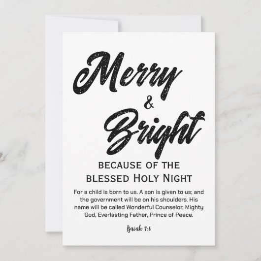 Cartes Pour Fêtes Annuelles Joyeux et lumineux Noël noir Script (Devant)