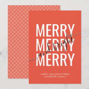 Cartes Pour Fêtes Annuelles Joyeux et lumineux Noël orange checker vacances