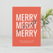 Cartes Pour Fêtes Annuelles Joyeux et lumineux Noël orange checker vacances (Debout devant)