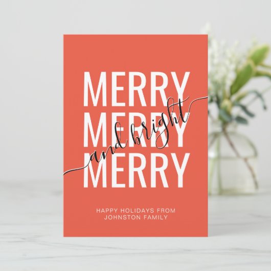 Cartes Pour Fêtes Annuelles Joyeux et lumineux Noël orange checker vacances (Debout devant)