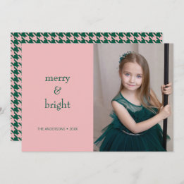 Cartes Pour Fêtes Annuelles Joyeux et lumineux Noël Vert et rose photo