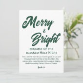 Cartes Pour Fêtes Annuelles Joyeux et lumineux Noël vert Script (Debout devant)