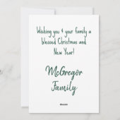 Cartes Pour Fêtes Annuelles Joyeux et lumineux Noël vert Script (Dos)