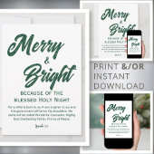 Cartes Pour Fêtes Annuelles Joyeux et lumineux Noël vert Script