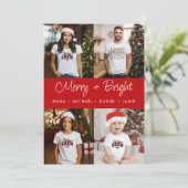 Cartes Pour Fêtes Annuelles Joyeux et lumineux panneau rouge 4 famille de phot (Debout devant)