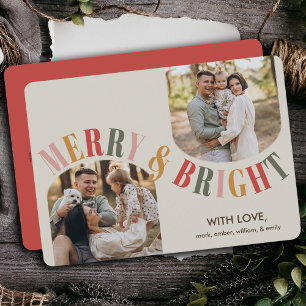 Cartes Pour Fêtes Annuelles Joyeux et lumineux Photo de famille moderne Noël