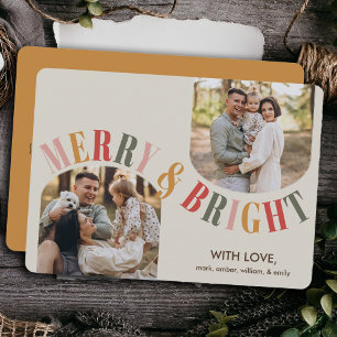 Cartes Pour Fêtes Annuelles Joyeux et lumineux Photo de famille moderne Noël