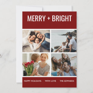 Cartes Pour Fêtes Annuelles Joyeux et lumineux Photo moderne de Noël tendanc