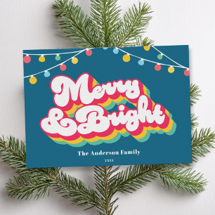 Cartes Pour Fêtes Annuelles Joyeux et lumineux rétro non photo Noël
