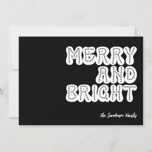 Cartes Pour Fêtes Annuelles Joyeux et lumineux rétro tendance noir blanc