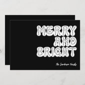 Cartes Pour Fêtes Annuelles Joyeux et lumineux rétro tendance noir blanc (Devant / Derrière)