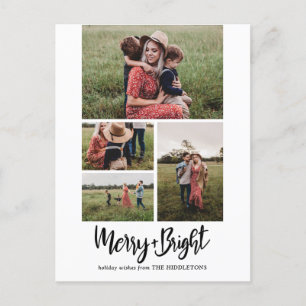 Cartes Pour Fêtes Annuelles Joyeux Et Lumineux Script moderne Multi Photo