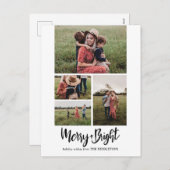 Cartes Pour Fêtes Annuelles Joyeux Et Lumineux | Script moderne Multi Photo (Devant / Derrière)