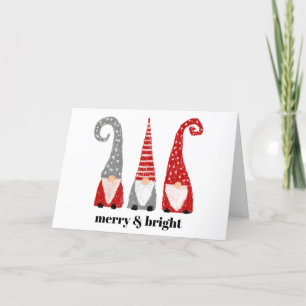 Cartes Pour Fêtes Annuelles Joyeux et Lumineux Trois Gnomes Noël Personnalisé