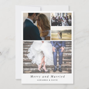Cartes Pour Fêtes Annuelles Joyeux et mariage minimaliste de photo de ménages