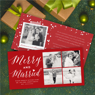 Cartes Pour Fêtes Annuelles Joyeux Et Marié 4 Photo Collage Mariage Moderne