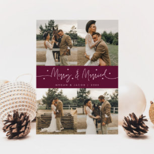 Cartes Pour Fêtes Annuelles Joyeux et marié à la canneberge multiphoto