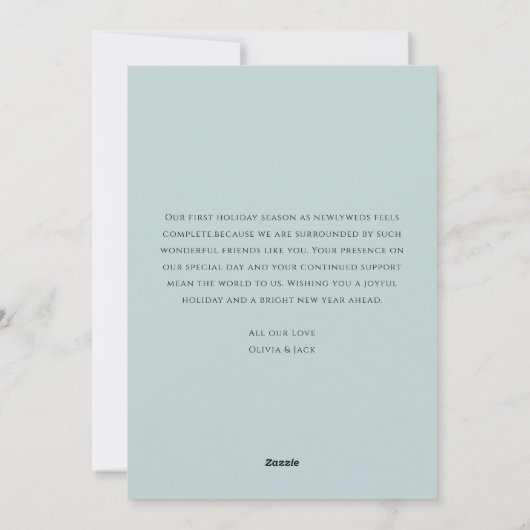 Cartes Pour Fêtes Annuelles Joyeux et Marié Arc Photo Noël Mariage Vert (Dos)