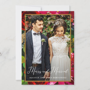 Cartes Pour Fêtes Annuelles Joyeux et marié Floral Green Gîte