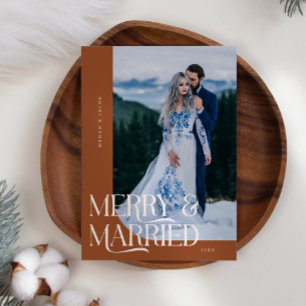 Cartes Pour Fêtes Annuelles Joyeux et marié Mariage de Noël Photo Terracotta