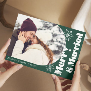 Cartes Pour Fêtes Annuelles joyeux et marié moderne arche photo vert