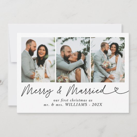 Cartes Pour Fêtes Annuelles Joyeux et marié photo Noël (Devant)
