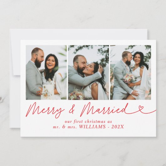 Cartes Pour Fêtes Annuelles Joyeux et marié photo Noël (Devant)