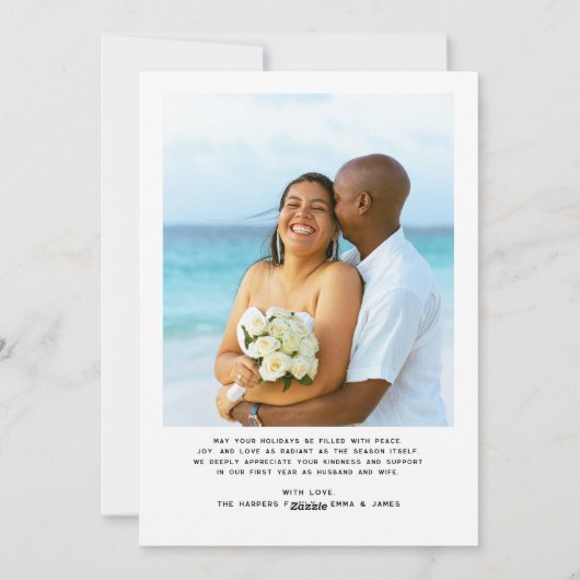 Cartes Pour Fêtes Annuelles Joyeux et marié Script Photo Noël Nouveaux mariés (Dos)