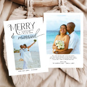 Cartes Pour Fêtes Annuelles Joyeux et marié Script Photo Noël Nouveaux mariés