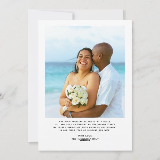 Cartes Pour Fêtes Annuelles Joyeux et marié Script Photo Noël Nouveaux mariés (Dos)