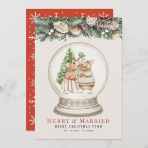 Cartes Pour Fêtes Annuelles Joyeux et marié Souris Couple Noël Neige Grobe