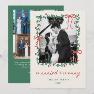 Cartes Pour Fêtes Annuelles Joyeux et Mariés 1er Noël 5 Photo de Mariage
