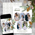 Cartes Pour Fêtes Annuelles Joyeux et mariés 5 Photo Holly et Pine Newlywets<br><div class="desc">Carte de vacances photo Joyeuse et Mariée avec 5 photos, un message personnalisé et des bouquets traditionnels de cônes de saint, de pin et de pin. Le design est écrit avec "Joyeux et Marié" sur l'avant et sur tout le dos. Vos photos sont affichées en format portrait 16:9 et le...</div>