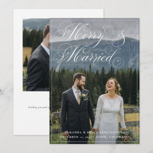 Cartes Pour Fêtes Annuelles Joyeux et Mariés Élégante Photo Noël Mariage