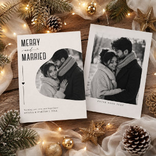 Cartes Pour Fêtes Annuelles Joyeux et Mariés Organique Photo Nouvellement Mari
