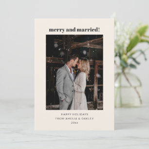 Cartes Pour Fêtes Annuelles Joyeux et Mariés Photo de Noël Ivoire Nouvellement
