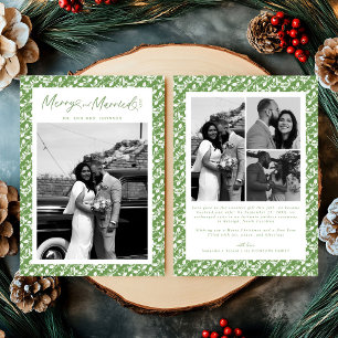 Cartes Pour Fêtes Annuelles Joyeux et Mariés Script Noël Nouveaux Mariés