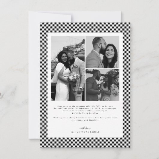 Cartes Pour Fêtes Annuelles Joyeux et Mariés Script Noël Plaid (Dos)