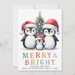 Cartes Pour Fêtes Annuelles Joyeux et pingouin moderne personnalisés Noël