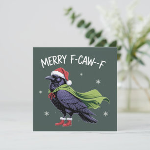 Cartes Pour Fêtes Annuelles Joyeux F-Caw-F Raven Noël drôle corbeau sarcastiqu