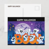 Cartes Pour Fêtes Annuelles Joyeux fantôme d'Halloween (Devant / Derrière)